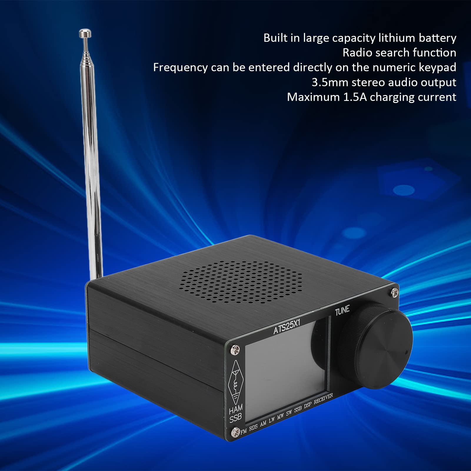 FTVOGUE Ats25X1 Upgraded 2.4' Si4732 Full Band Radio Receiver - Portable AM/FM/SW/LW Radio with Digital Display for Home, Travel & Emergency Use