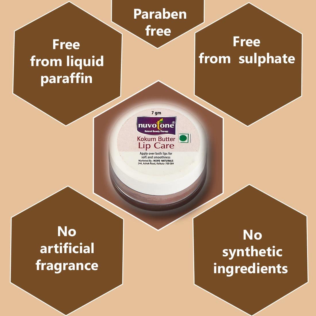 Nuvotone Kokum Butter Lip Balm - Best Natural Treatment for Dry & Chapped Lips (2 Pack) | Hydrating Lip Care for Winter & Daily Use