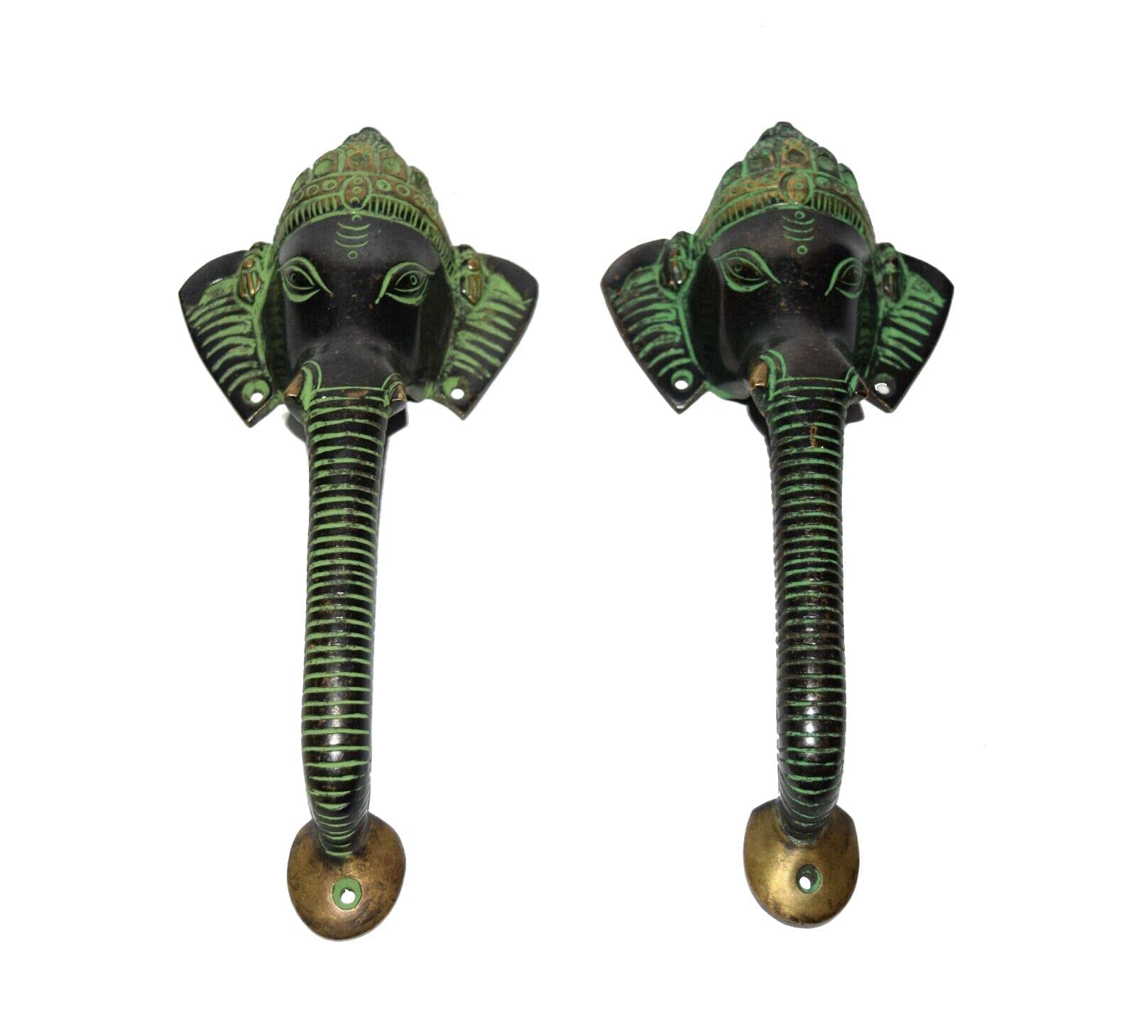 GeetaHandicrafts 9.8 Inch Brass Ganesha Door Handle - Hindu Religious Door Pull for Home Temple & Pooja Room Decor - Elegant Door Accessories for Indian Style Interiors