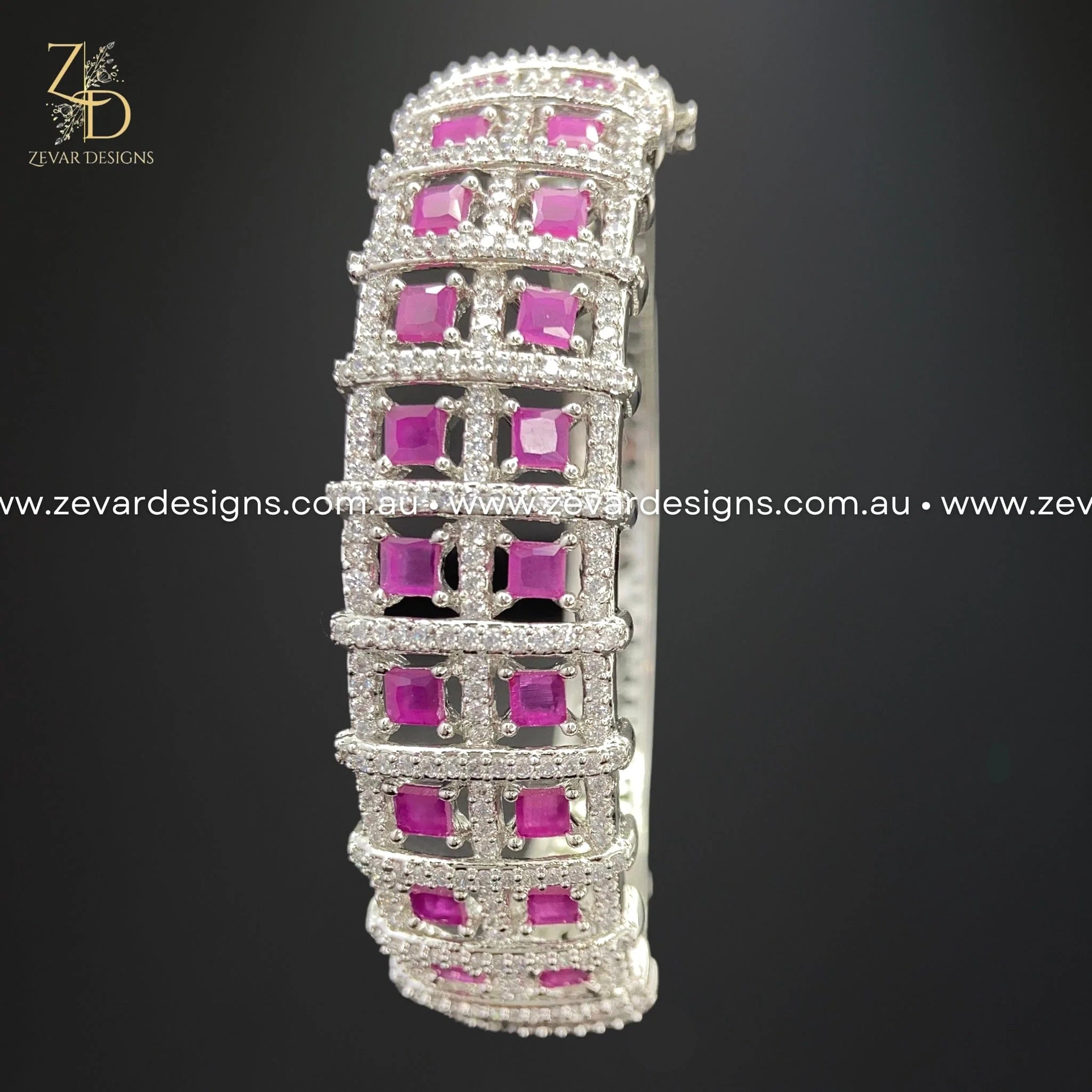 AD/Zircon White Rhodium Ruby Bracelet for Women - Elegant Jewelry Gift for Birthday, Anniversary & Special Occasions