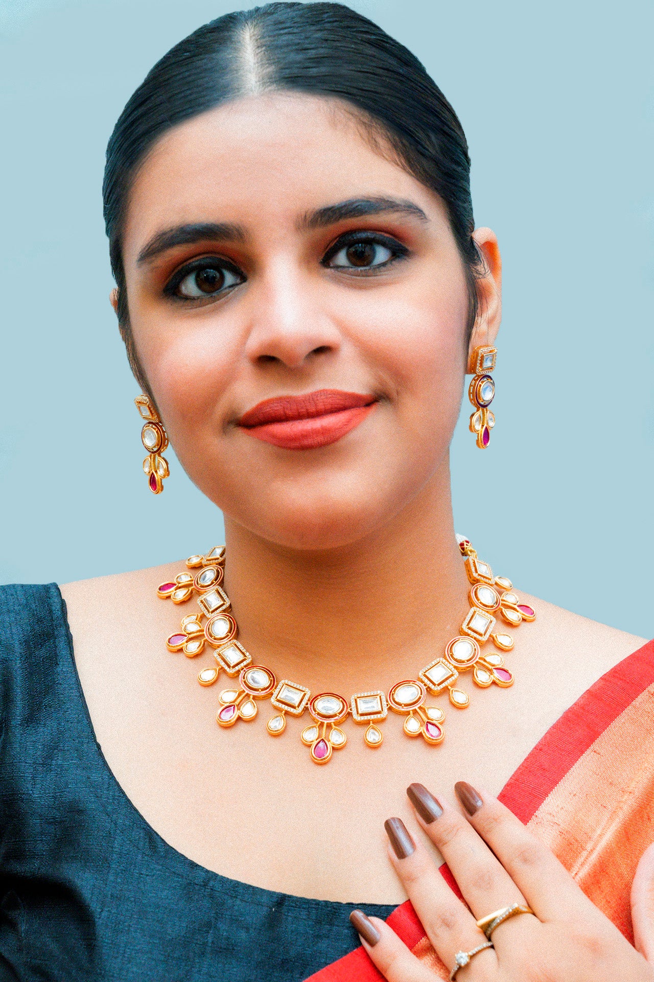 Exquisite Gold Plated Royal Kundan Necklace & Earrings Set (D867) - Perfect for Weddings, Parties & Special Occasions