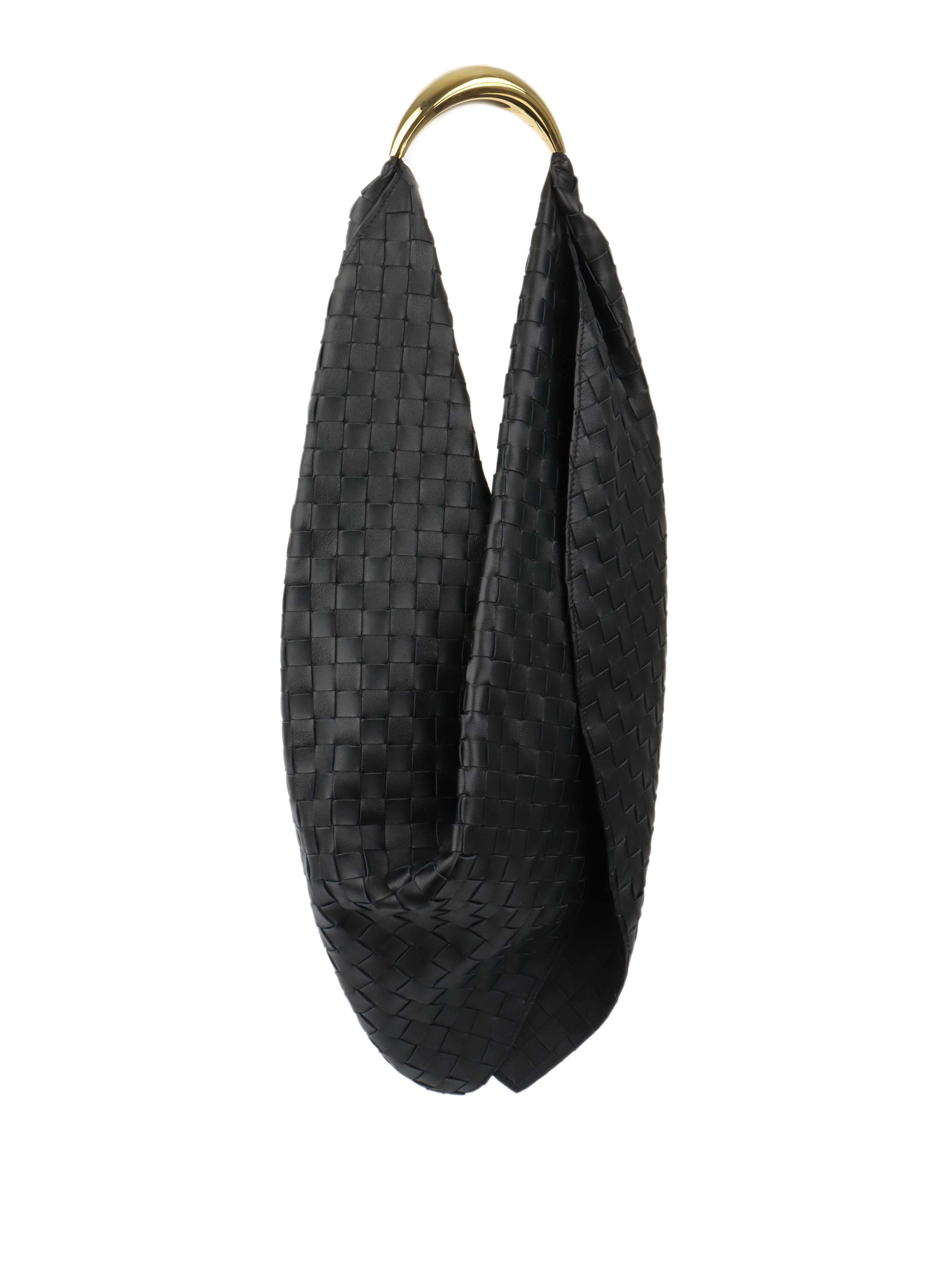 Bottega Veneta Black Foulard Hobo Handbag - Stylish Leather Shoulder Bag for Women, Perfect for Work, Travel & Evening Out