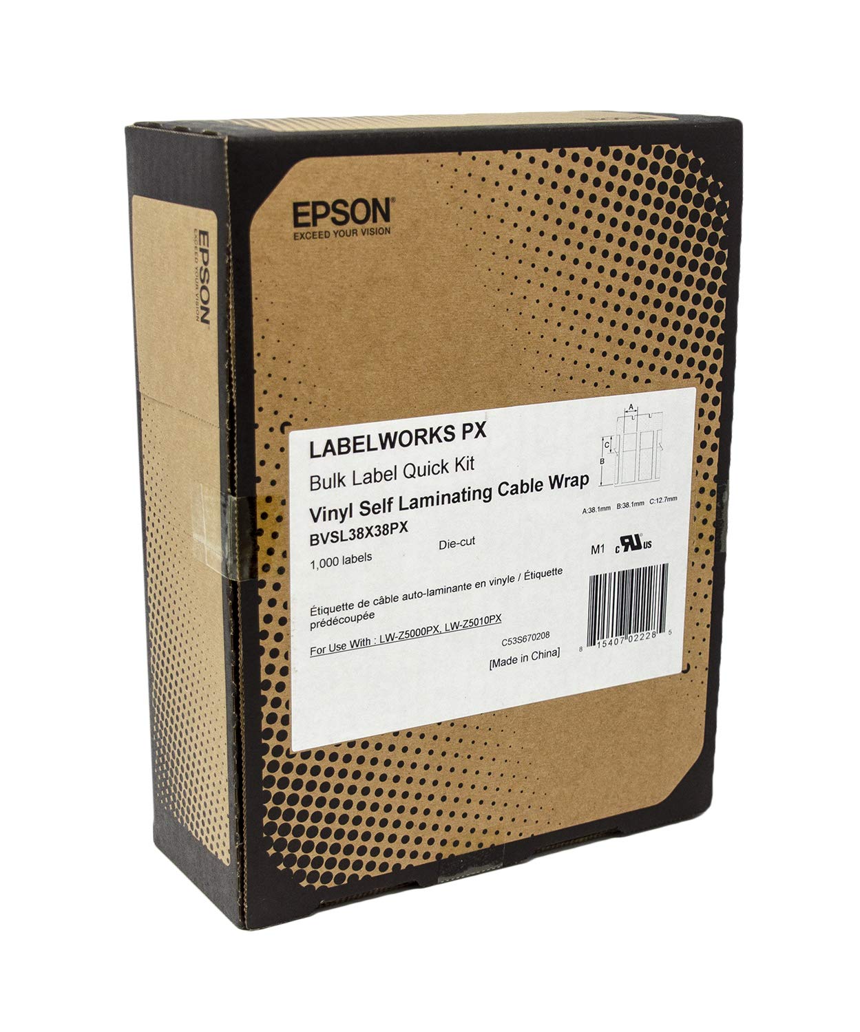 Epson LABELWORKS PX BVSL38X38PX - 1000 Self Laminating Vinyl Labels (1.5