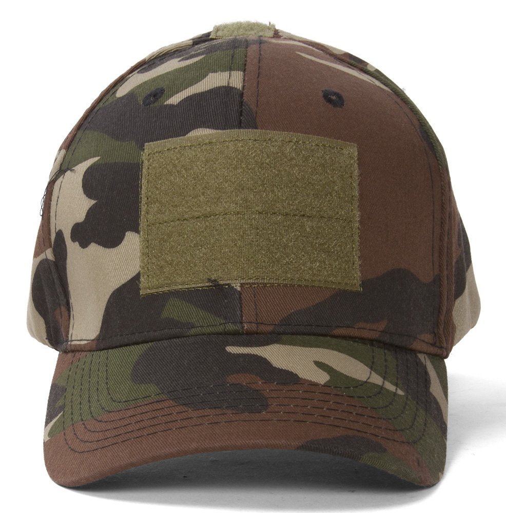 Tactical Operators Woodland Camo Adjustable Hook and Loop Closure Hat - Military Style Baseball Cap for Outdoor Hunting, Airsoft & Tactical Training