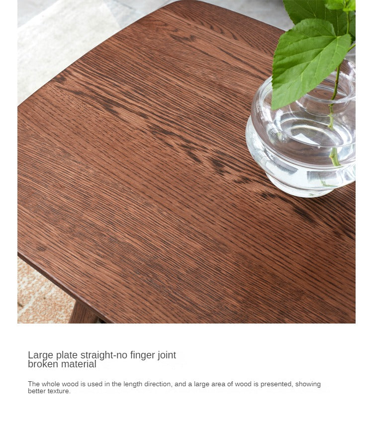 Solid Oak Wood Walnut Finish Double Layer Coffee Table - Modern Living Room Furniture for Home Decor & Small Space
