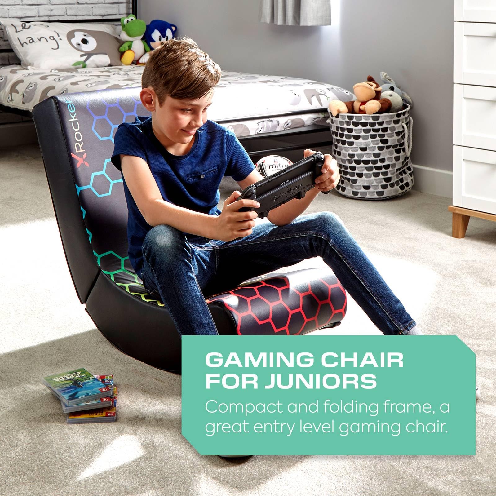 X-Rocker Officially Licensed Nintendo Super Mario Bros Video Gaming Chair - Joy Collection, Neo Hex, Multicolor - Perfect for Gaming, Movie Nights & Relaxing in Bedroom or Living Room