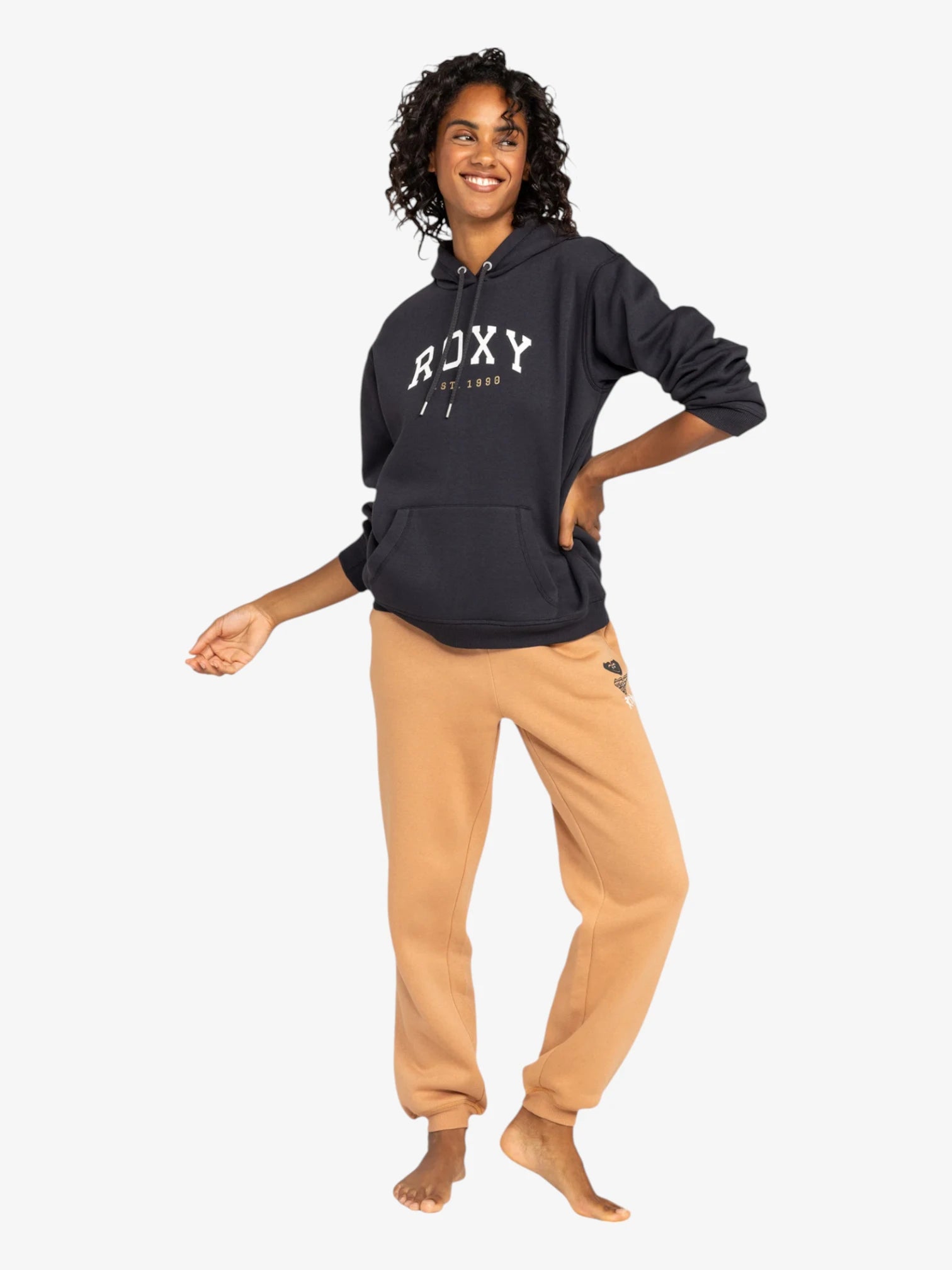 Roxy Surf Stoked Black Hoodie for Women - Cozy Fleece Pullover for Surfing, Beach & Casual Wear