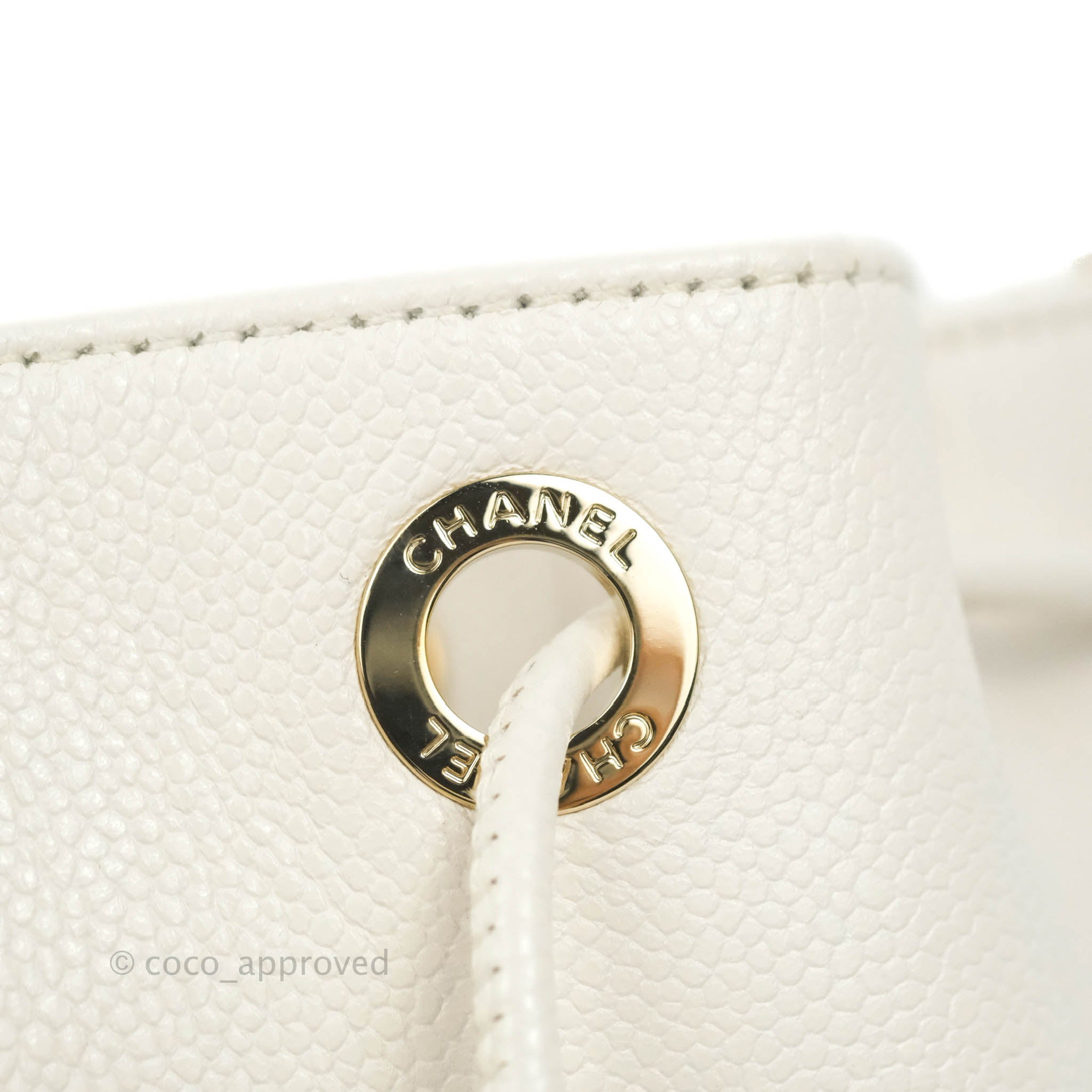 Chanel Business Affinity Drawstring Bucket Bag in White Caviar Leather with Gold Hardware - Perfect for Work, Travel & Everyday Luxury