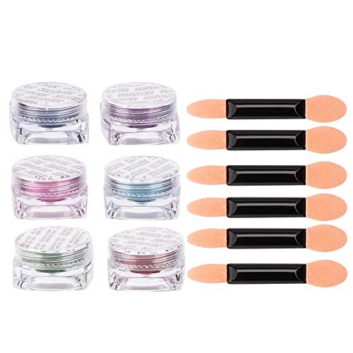 6-Color Nail Art Mirror Powder Set with Brush - Shimmering Glitter Powder for Mirror Nail Art - Perfect for Salon, DIY Manicures & Special Occasions