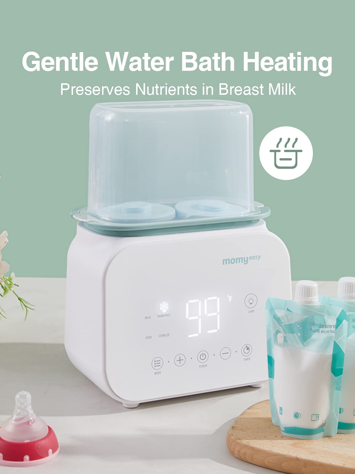 MOMYEASY 7-in-1 Baby Bottle Warmer & Food Heater - Fast Warming for Breastmilk, Formula & Defrosting - LCD Display & 24H Temperature Control - Perfect for Night Feedings, Travel & Daycare Use