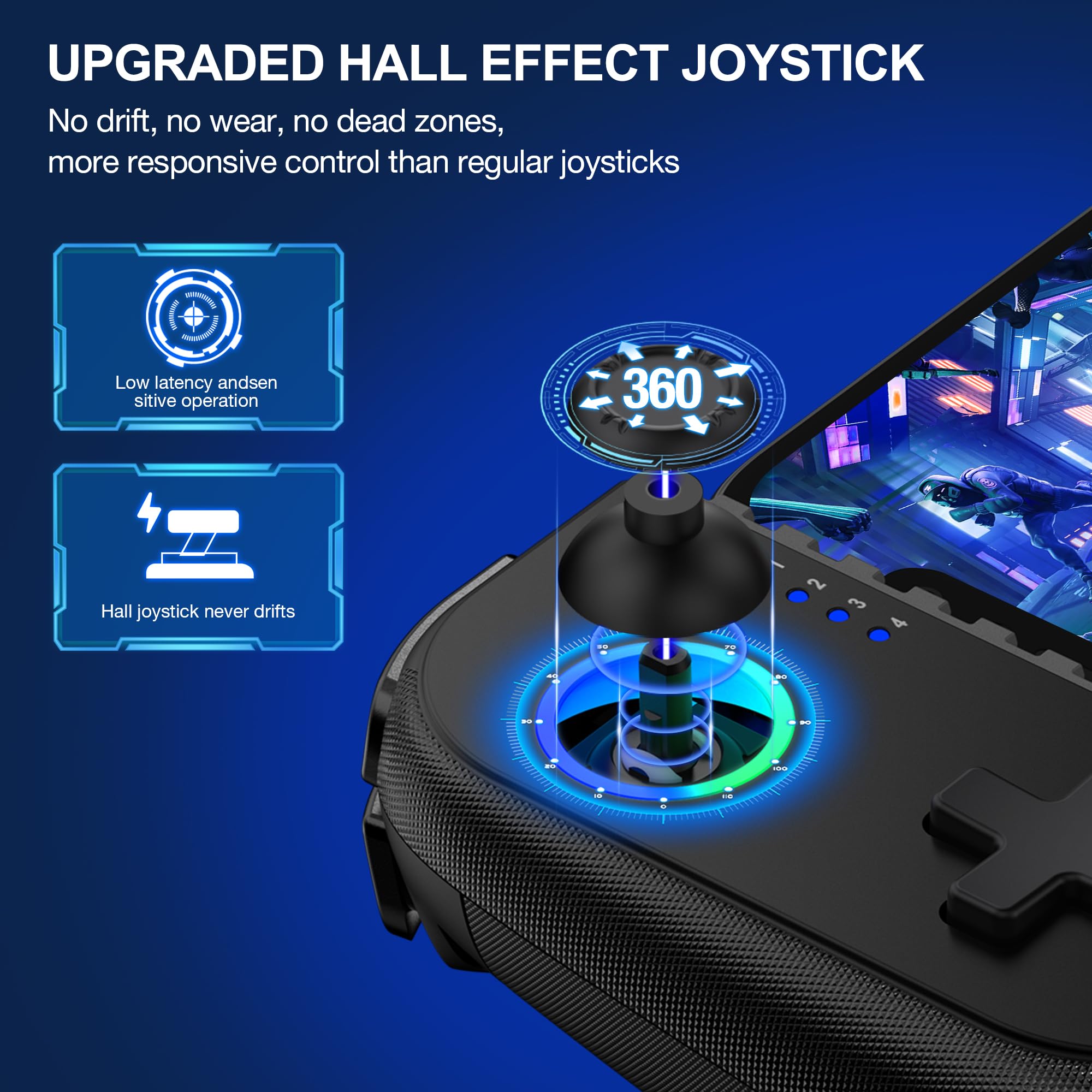 Wireless Mobile Game Controller for iPhone/Android - RGB Gaming Pad for Xbox/PS/Steam - Perfect for Minecraft & Mobile Gaming