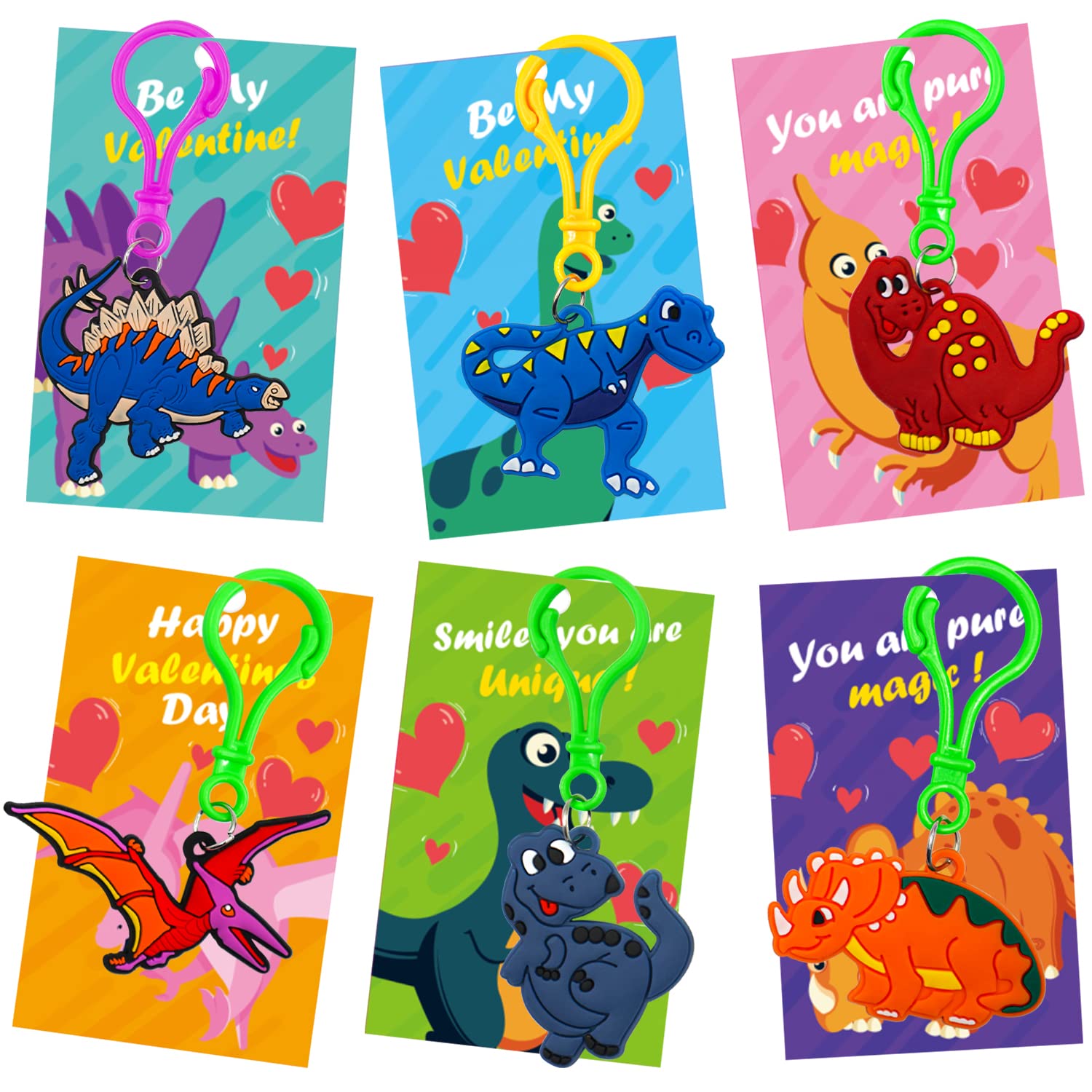 28 Pack Easter Dinosaur Keychains with Cards - Cute Dinosaur Toys for Kids, Valentine's Day Gifts, Classroom Exchange Prizes & Easter Party Favors for Boys and Girls | Perfect for School Events, Birthday Parties & Holiday Celebrations
