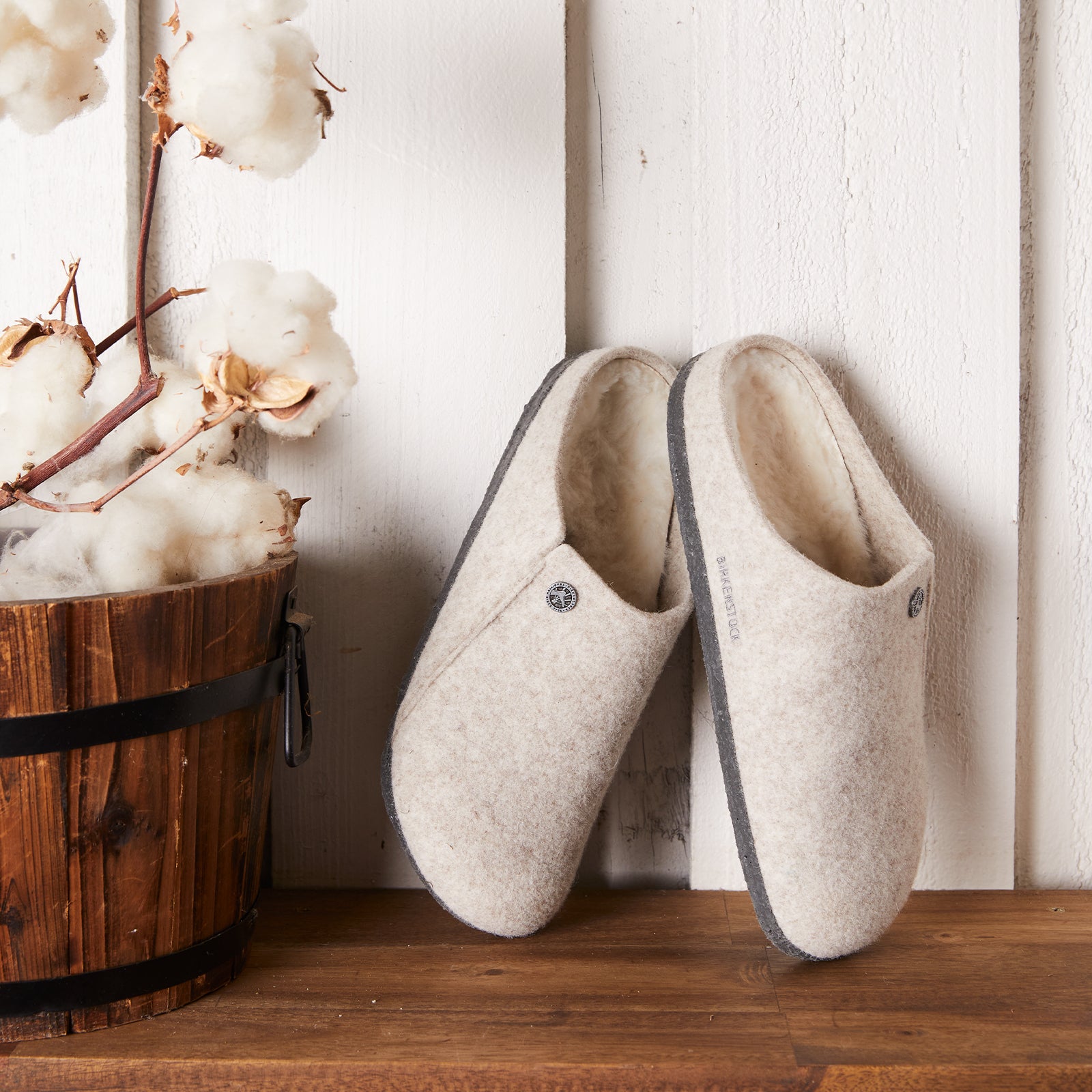 Birkenstock Zermatt Narrow Slipper for Women - Eggnog Wool & Natural Shearling Indoor Slippers | Cozy House Shoes for Winter Comfort & Relaxation at Home