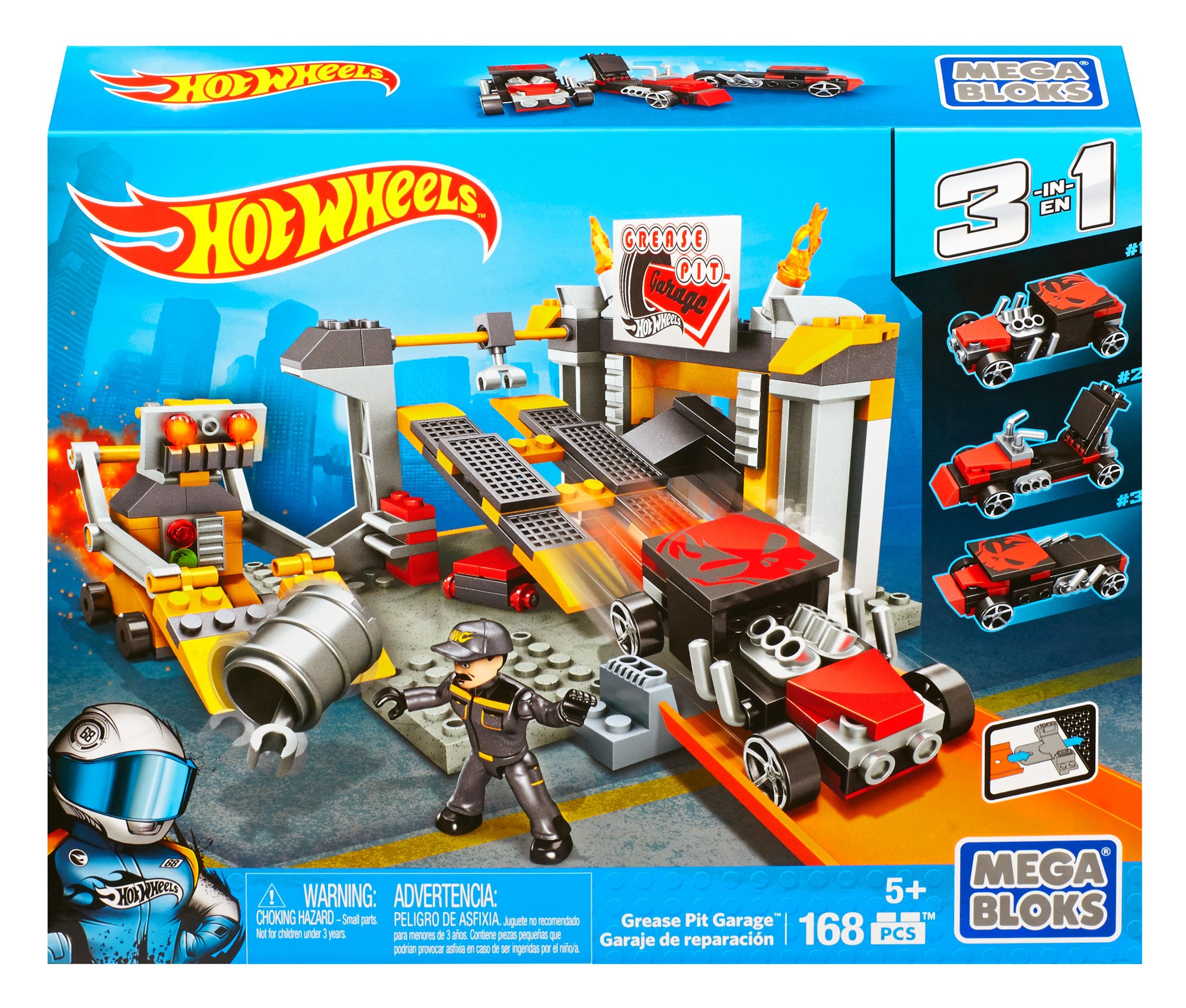 Hot Wheels Grease Pit Garage Playset – Mega Bloks Building Toy for Kids, Race Car Track Set with Stunt Ramps & Action Figures – Perfect for Pretend Play & Racing Adventures