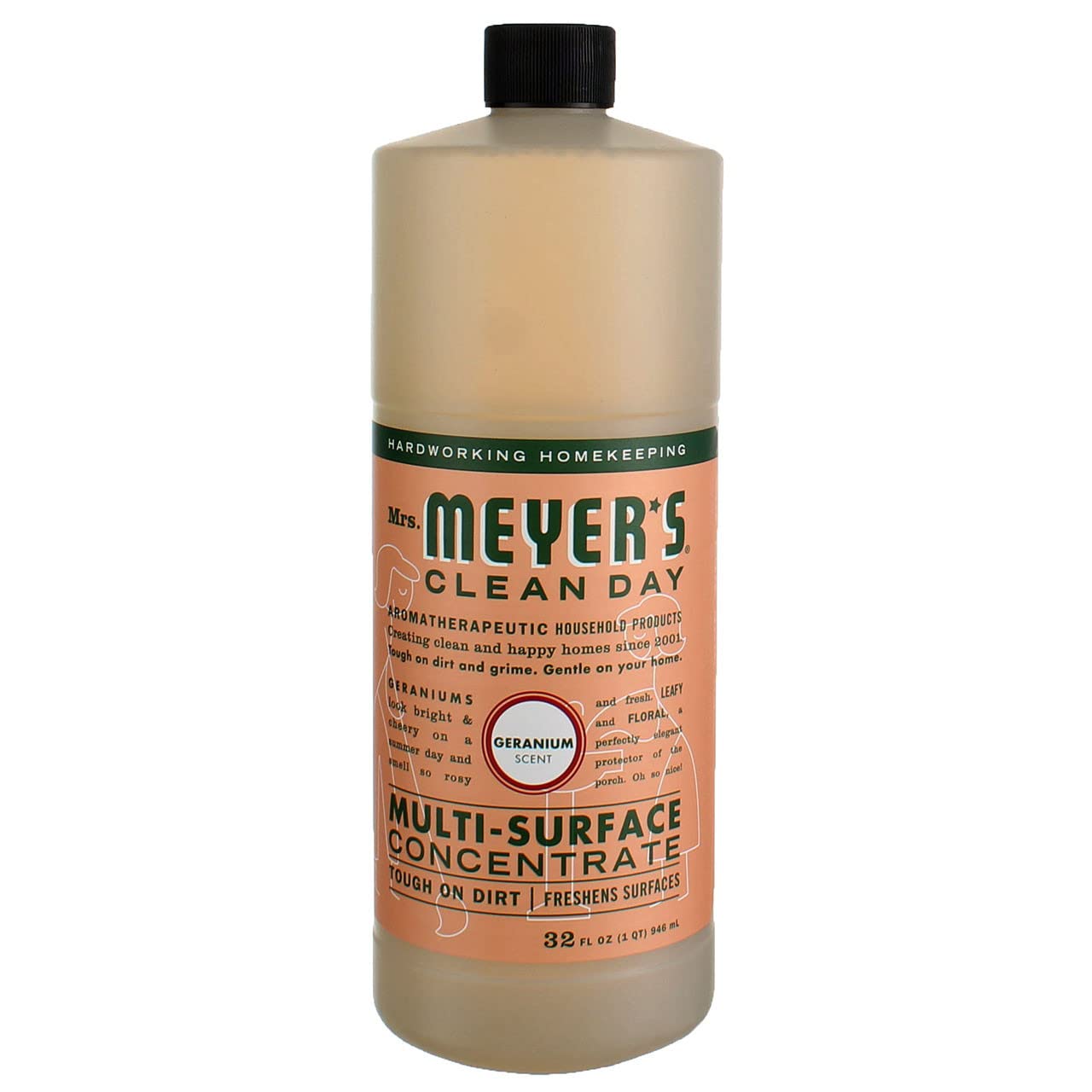 Mrs. Meyer's Clean Day Geranium Multi-Surface Cleaner - 32 Fl Oz (Pack of 1) | All-Purpose Household Cleaner for Kitchen, Bathroom & Floors | Plant-Based Formula with Essential Oils | Fresh Floral Scent