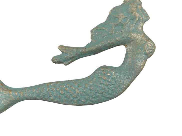 6 Pack Cast Iron Nautical Mermaid Shelf Brackets - Heavy Duty Decorative Wall Mounted Brackets for Shelves, Bookshelves & Garden Decor - Perfect for Beach House, Coastal Decor & Rustic Home Improvement Projects