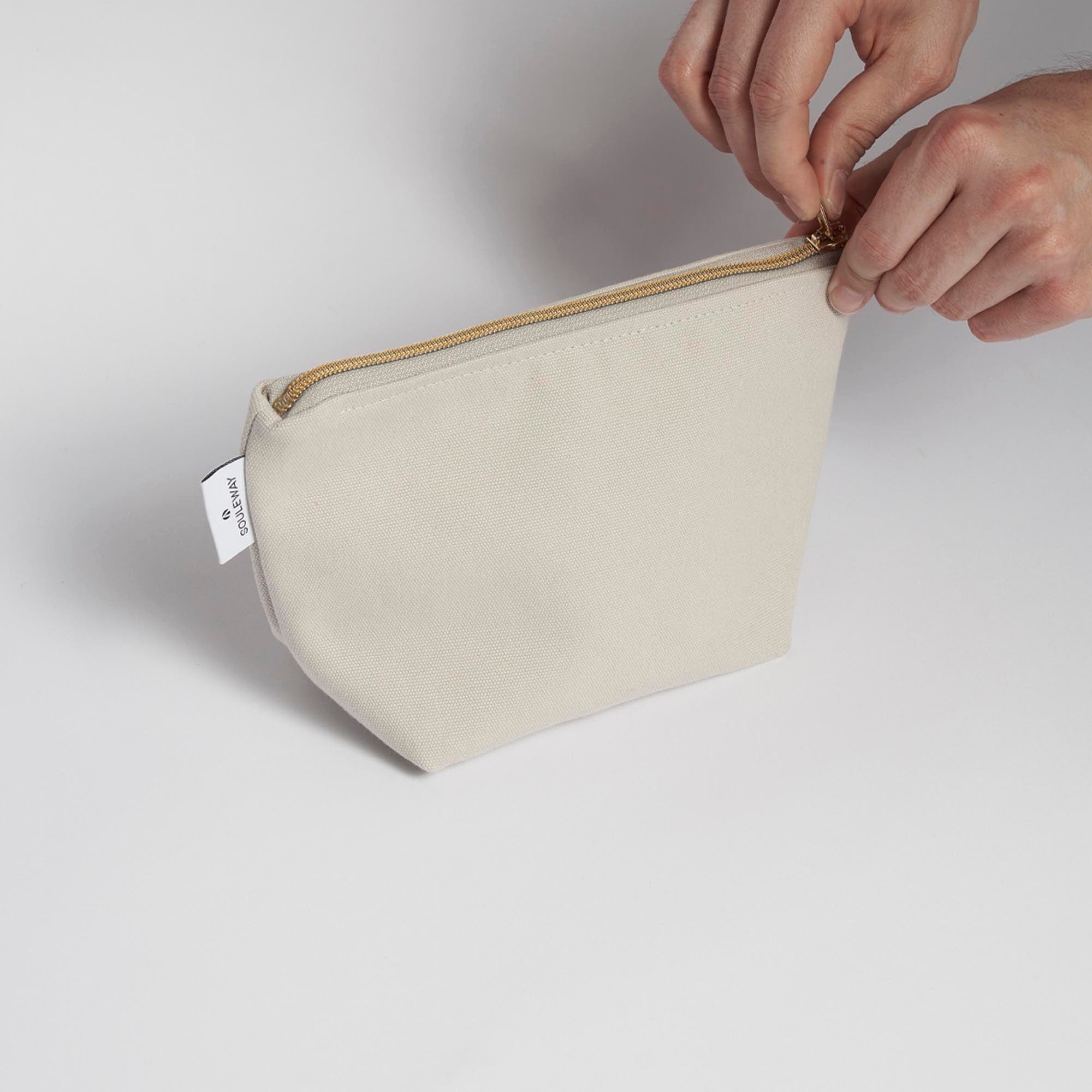 Natural Cotton Canvas Cosmetic Bag - Eco-Friendly Travel Makeup Pouch for Women | Desert Sand Color | Perfect for Daily Use, Travel & Gifts