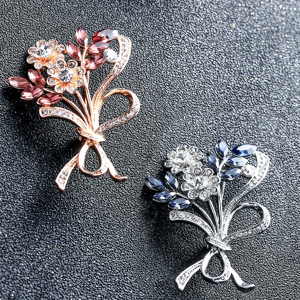 Elegant Floral Crystal Rhinestone Brooch Pin for Women - YEFUNLIY Wedding Bouquet Corsage, Fashion Accessory for Bridal, Prom, Party & Special Occasions
