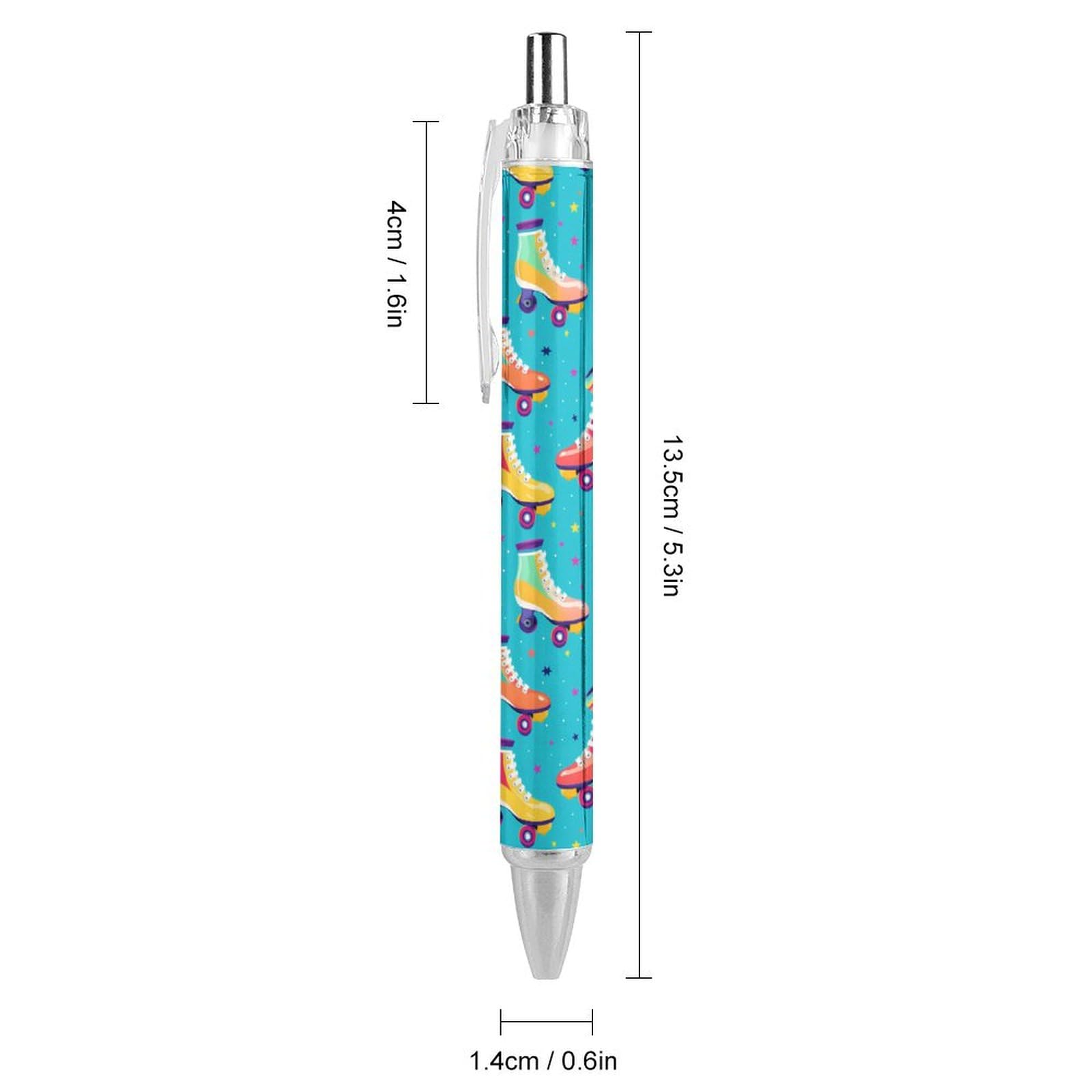 Colorful Roller Skates Design Retractable Ballpoint Pens - 0.5mm Fine Point, Smooth Writing, Round Barrel (1/2/4 Pack) - Perfect for Office, School, Journaling & Gift Giving