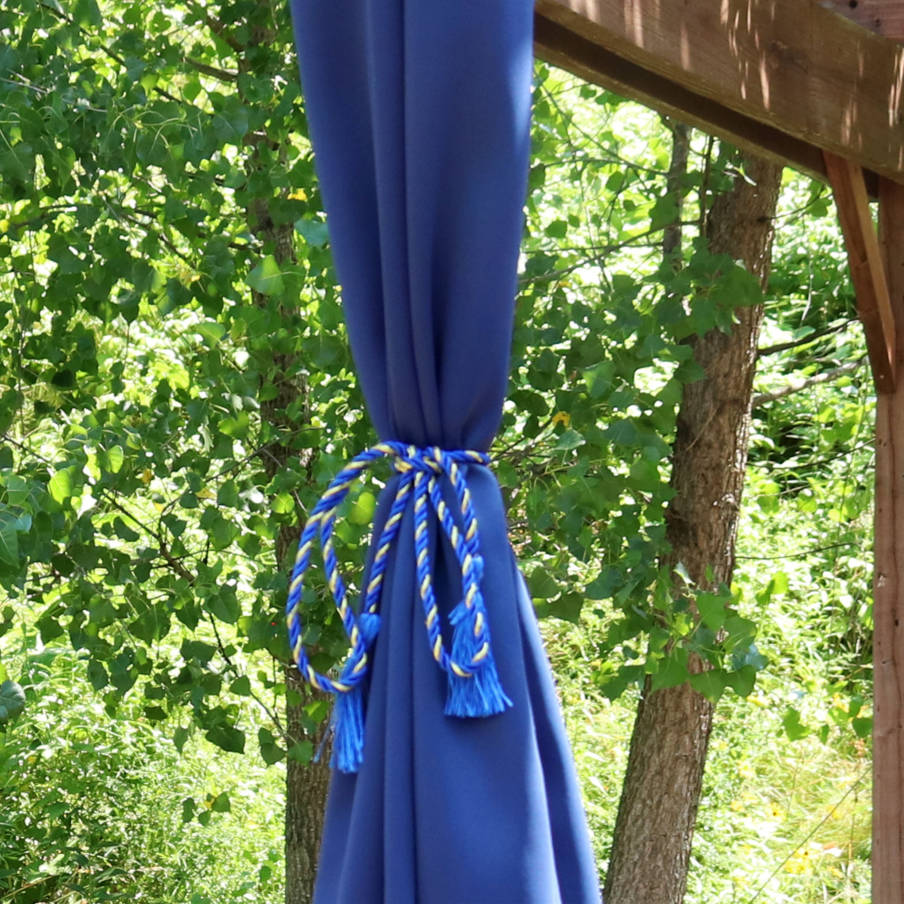 Sunnydaze Decorative Rope Curtain Tiebacks with Tassels - Indoor Outdoor Window Drapery Holdbacks for Living Room, Bedroom, Patio