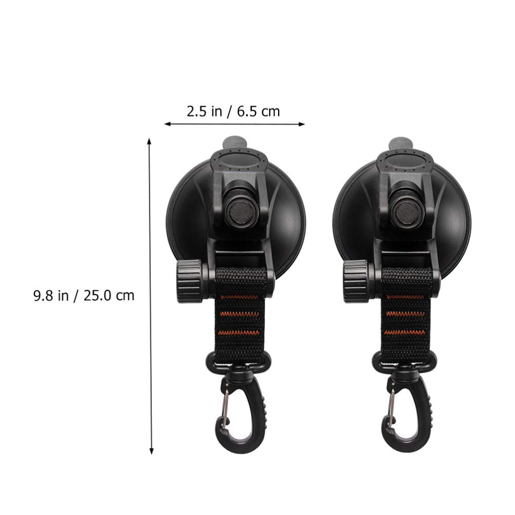 VICASKY 2 Pack Heavy Duty Suction Cup Hooks - Waterproof Sticky Hooks for Kayak, Paddle, Tarpaulin, Car Side Anchor & Travel Toiletries - No Drill ABS Plastic Outdoor Sports Accessories - Perfect for Camping, Boating, RV & Home Organization