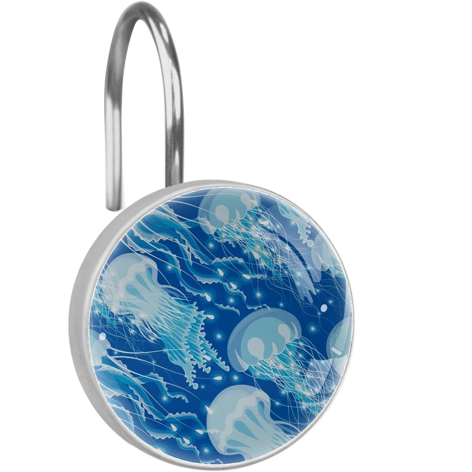 A Magical Underwater Adventure with Blue Ocean Life Jellyfish Shower Curtain Hooks