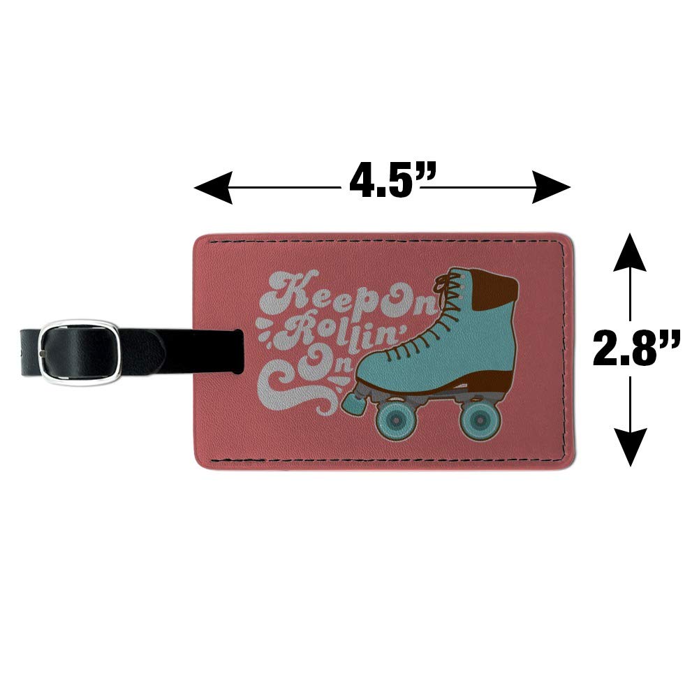Roller Skates Derby - Keep On Rolling Leather Luggage Tag & ID Card Holder - Perfect for Travel, Skating Events & Personal Identification