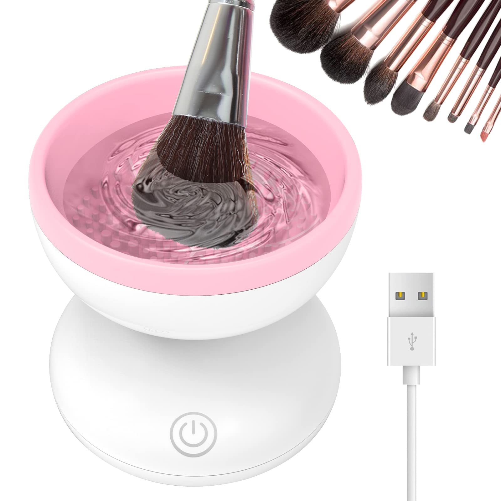 Electric Makeup Brush Cleaner Machine - Automatic Spinner & Dryer for All Brush Sizes, Beauty Blender Washer (Pink) | Fast Cleaning & Drying for Daily Makeup Tools, Professional Salon & Home Use