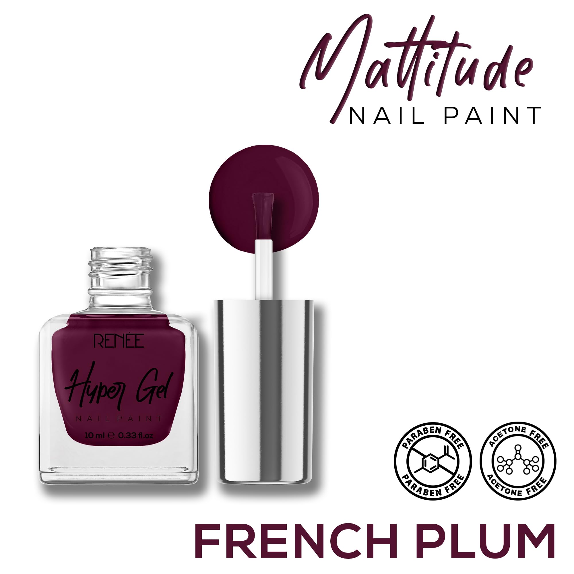 RENEE Hyper Gel Nail Polish - French Plum 10ml | Quick Drying, High Shine, Long Lasting & Chip Resistant | Vegan, Acetone & Paraben Free | Perfect for Manicures, Pedicures & Nail Art Designs