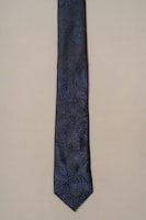 Cavani Navy Paisley Silk Tie Set for Men - Premium Formal Necktie for Business, Weddings & Special Occasions