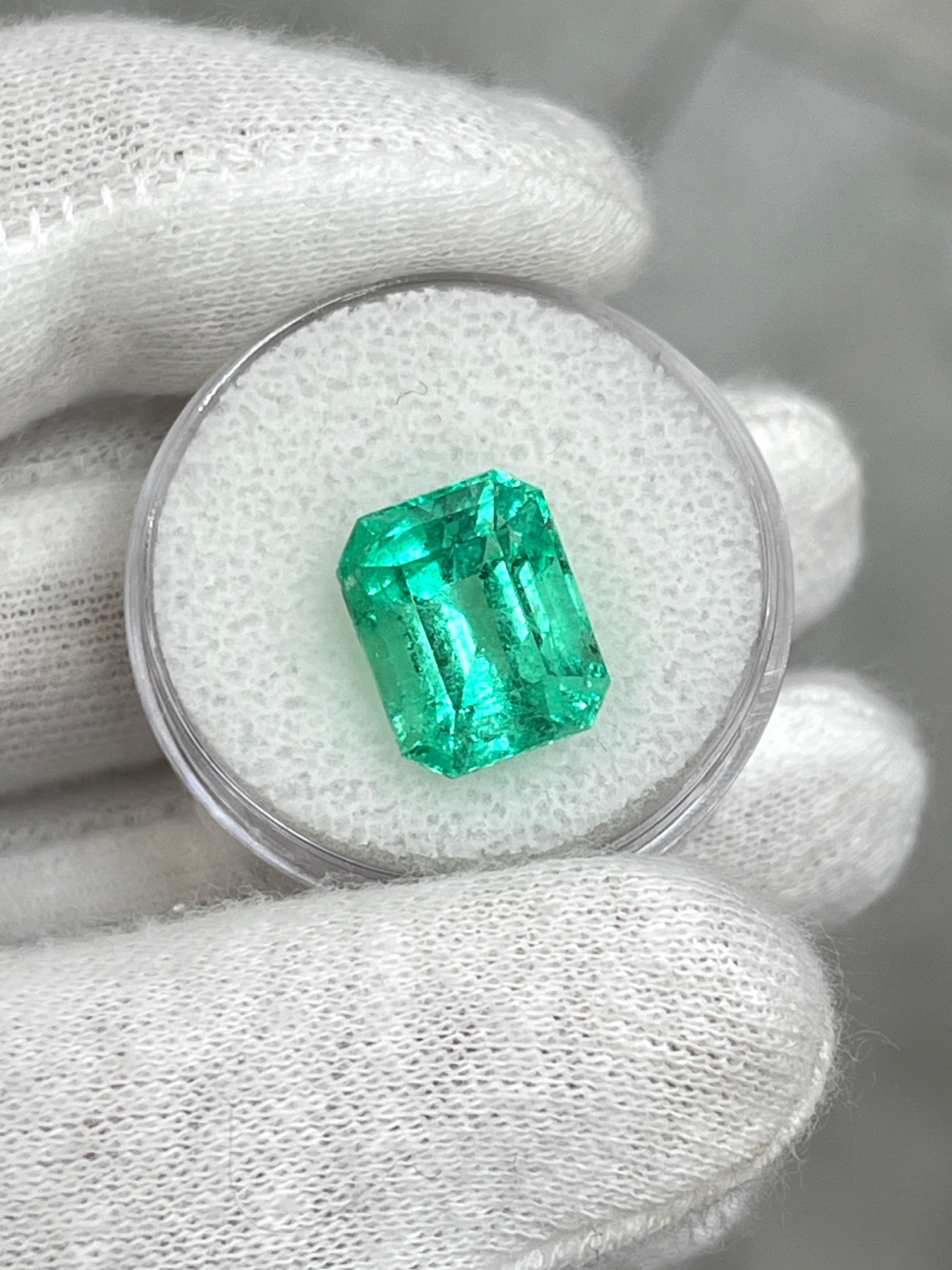 6.79 Carat 12x10mm Natural Loose Colombian Emerald - Classic Emerald Cut, Ethically Sourced, AAA Quality Green Gemstone for Jewelry Making, Engagement Rings & Luxury Gifts