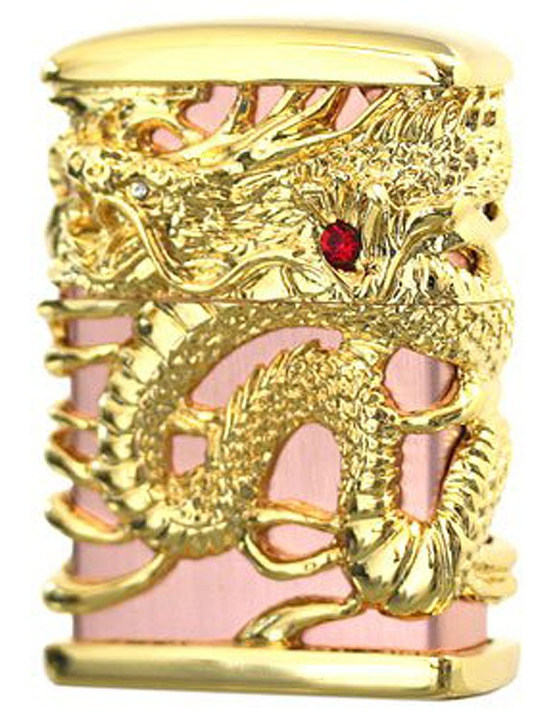 ZIPPO Oil Lighter - Celestial Dragon Design, Brass with Pink Gold Plating, Full Metal Jacket Windproof Lighter for Outdoor Camping, Hiking & Survival Gear