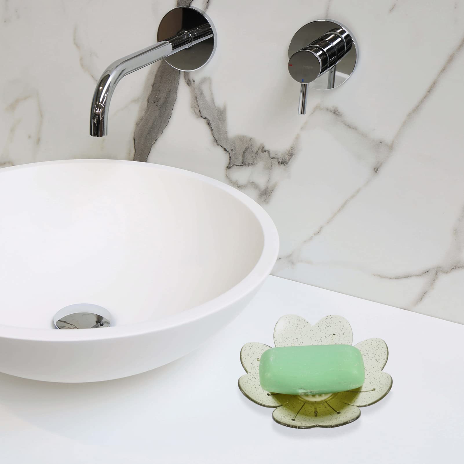 3-Piece Cartoon PVC Soap Holder Set with Drain Holes - Waterproof Bathroom Soap Tray for Shower, Bathtub, Sink Countertop - Includes Travel Cover for Storage & Organization (Skin-Friendly Design)