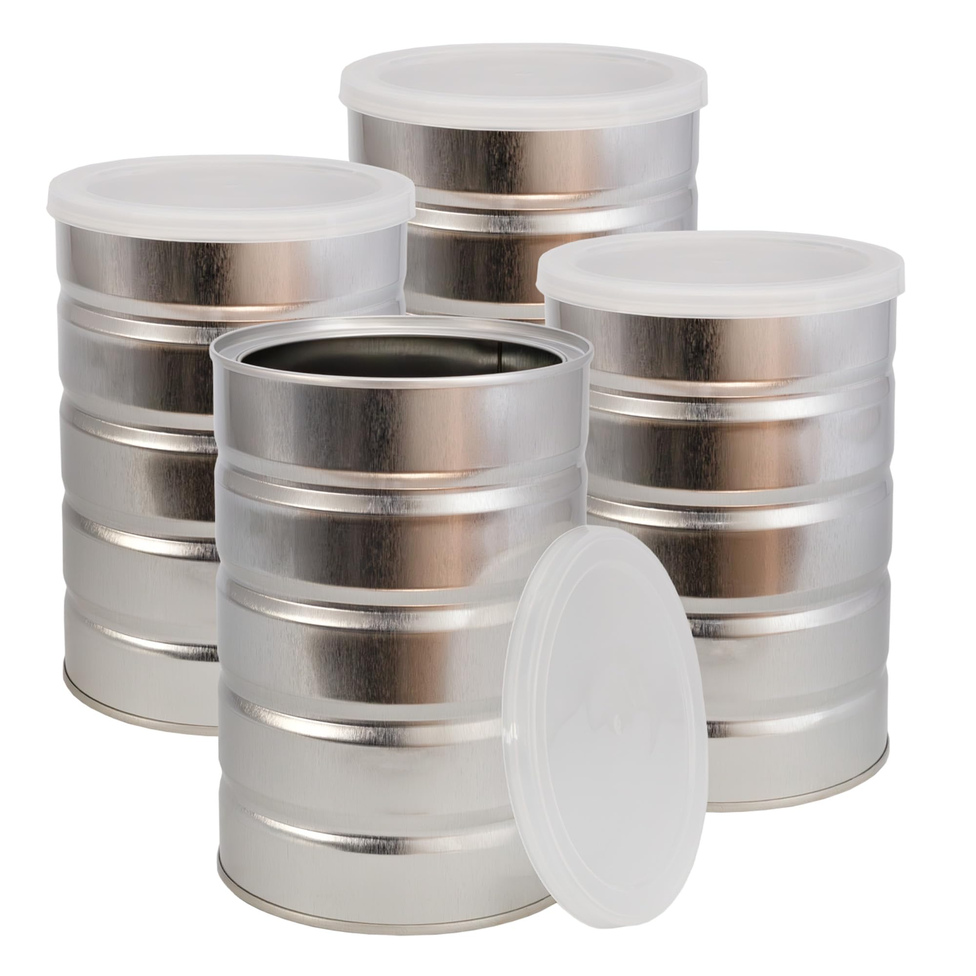 Cornucopia Brands Empty Coffee Cans (4-Pack) - Airtight Metal Storage Containers for Coffee Beans, Tea, Spices & Baking Supplies | Perfect for Kitchen Organization, Coffee Packaging & DIY Crafts Projects