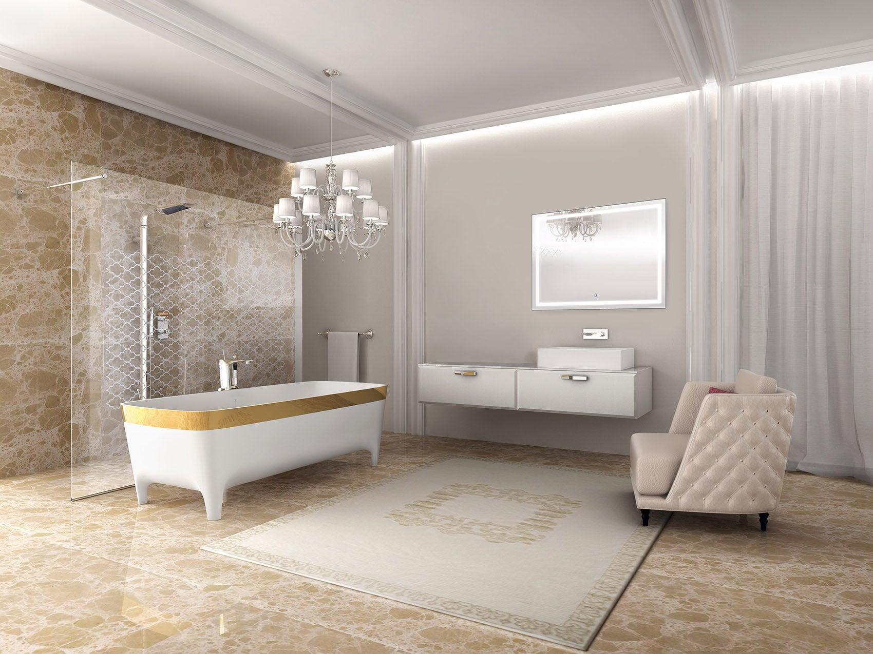 Krugg Icon 48x36 Inch LED Bathroom Mirror with Dimmable Lights - Perfect for Vanity, Makeup, and Modern Home Decor