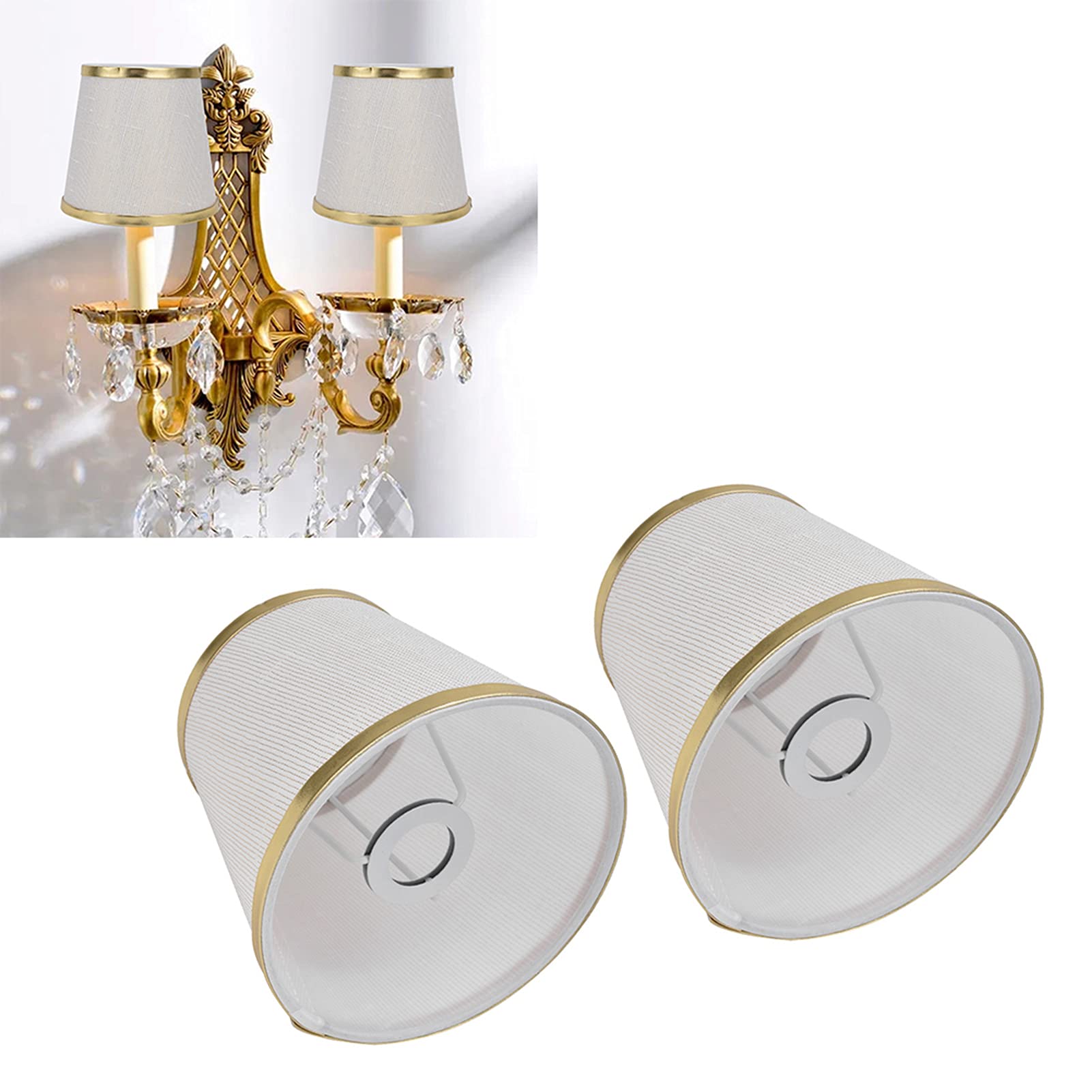 2PCS Creamy White Fabric Lampshades for E14 Bulb - Candle Chandelier Wall & Table Lamp Shades - Perfect for Bedroom, Living Room, and Dining Room Lighting Decor