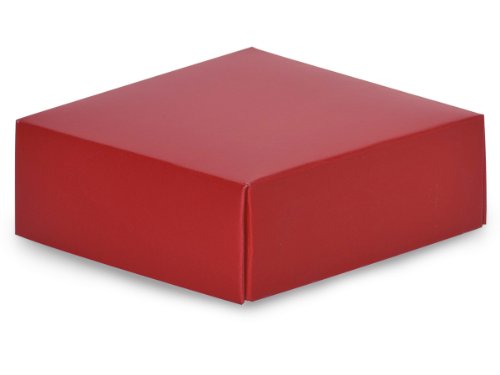4x4x1.5 Inch Solid Matte Red Gourmet Box Lids - 7 Units (25 Pack per Unit) for Bakery, Catering & Party Food Display