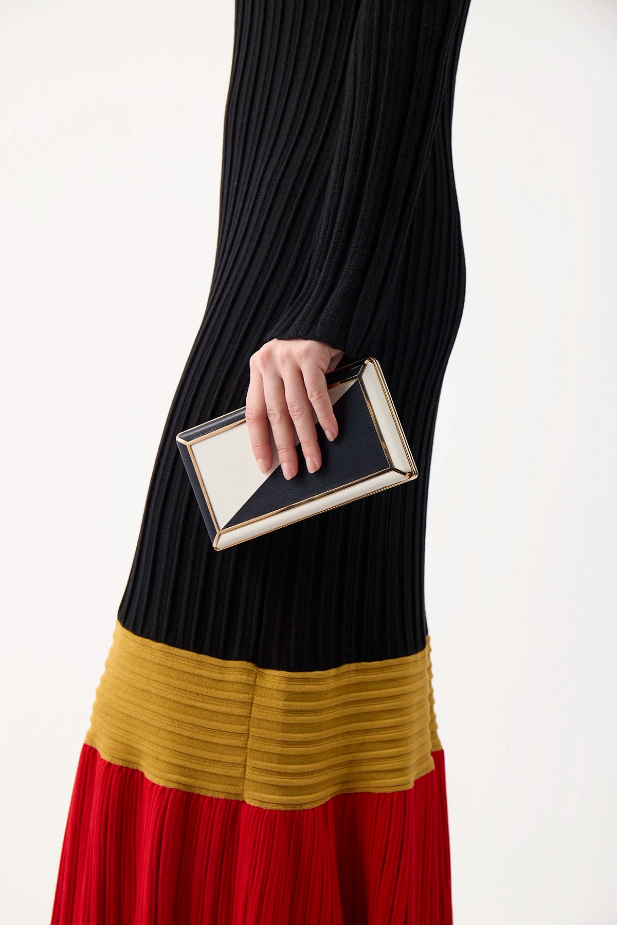 Callas Clutch Bag in Navy & Ivory Nappa Leather - Elegant Women's Handbag for Evening Parties, Weddings & Special Occasions