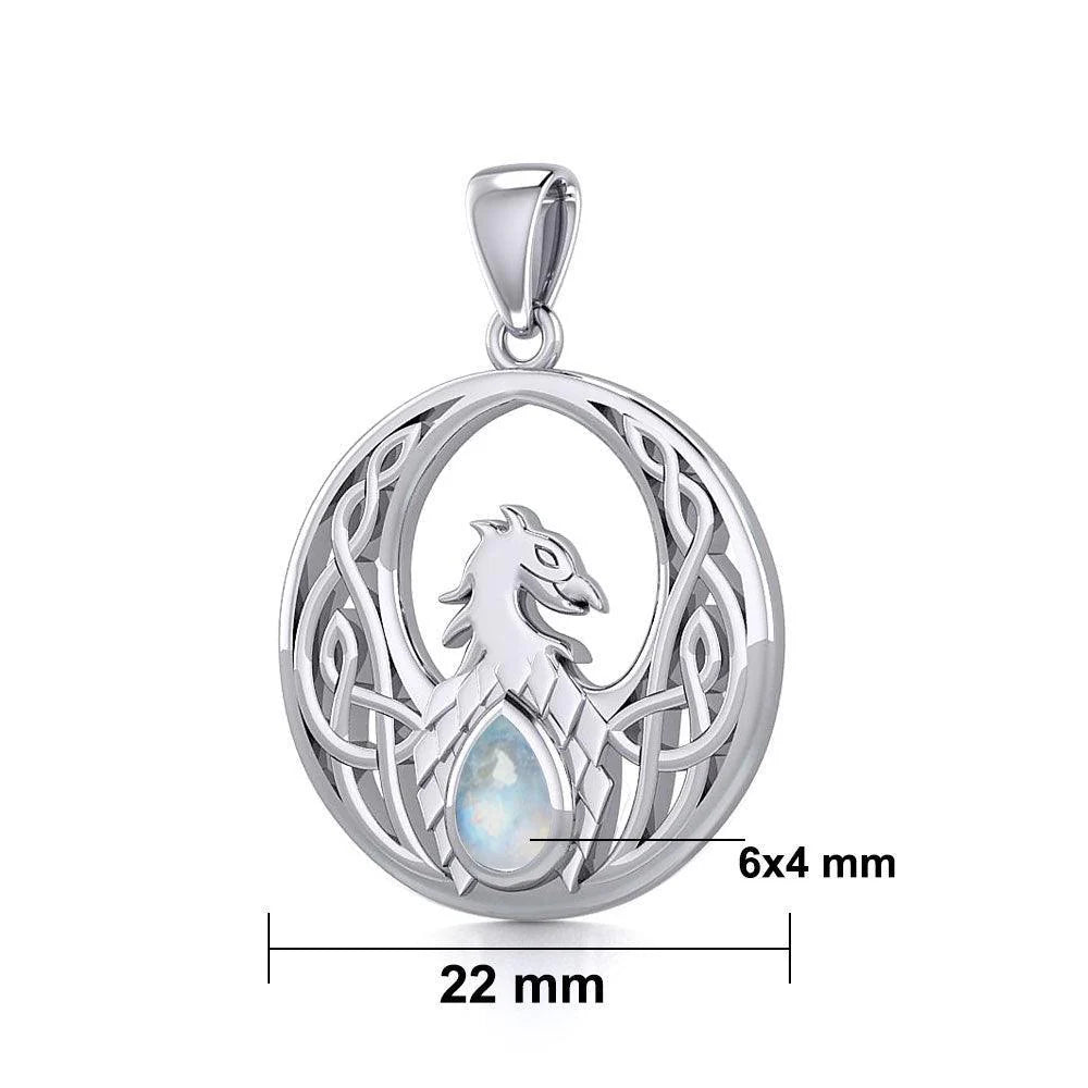 Celtic Phoenix Sterling Silver Pendant with Genuine Gemstone - Elegant Jewelry Gift for Women - Perfect for Weddings, Anniversaries & Special Occasions - TPD5719