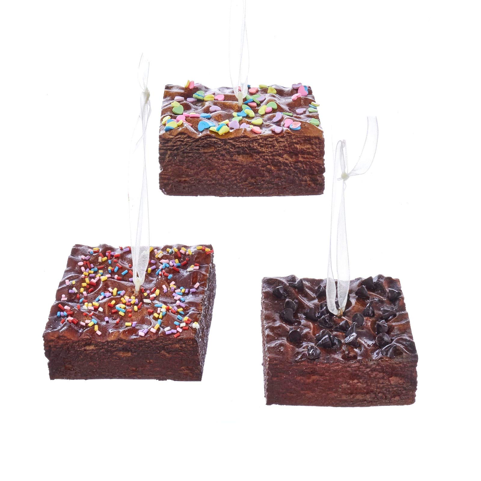 Kurt Adler Chocolate Brownies with Sprinkles Christmas Ornaments - Set of 3 Holiday Decorations for Tree, Home & Gift Giving