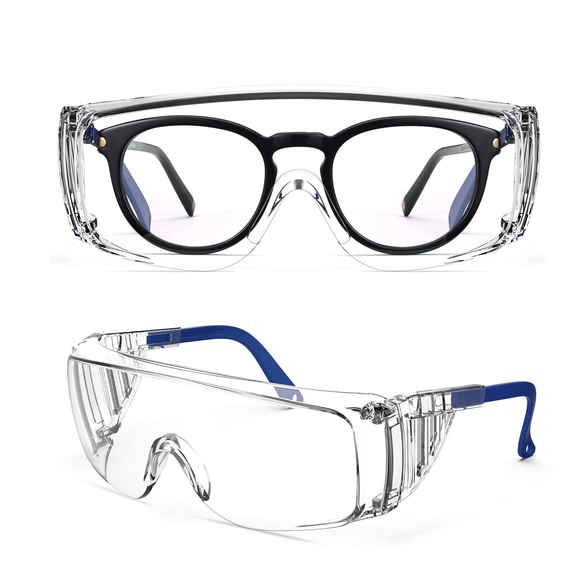 Anti-Fog Safety Glasses with Adjustable Temples - Protective Eyewear for Work, DIY & Outdoor Activities | ANSI Certified Over-Glasses Design