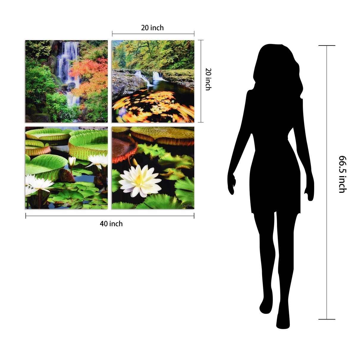 Floating Water Lilies Frameless Wall Art - Tempered Glass Reverse Printed Nature Scenes for Home & Office Decor | Modern Living Room, Bedroom, Office Wall Decor