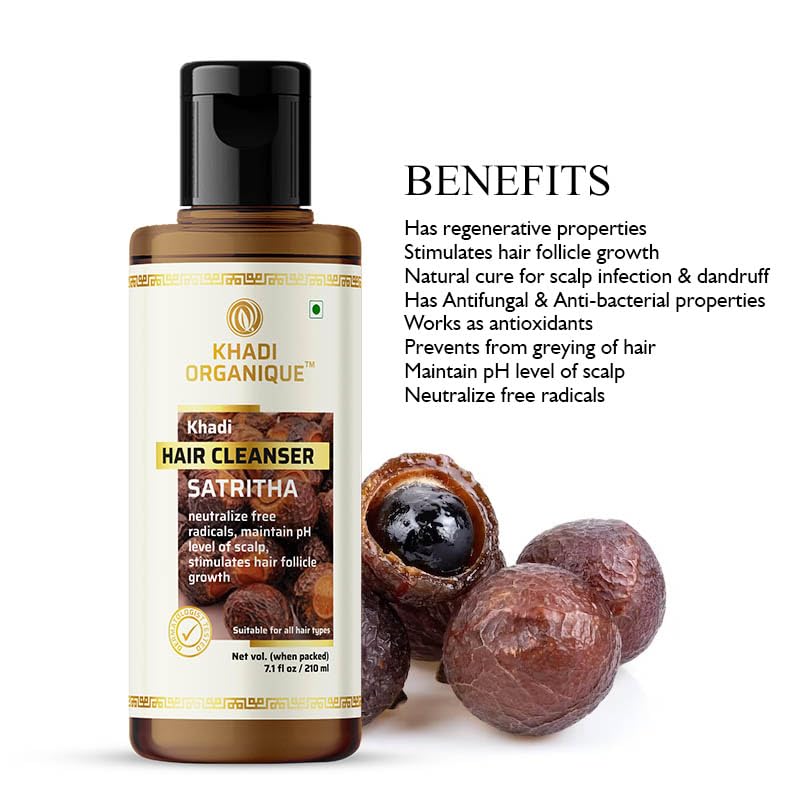 Khadi Organique Satritha Hair Shampoo & Cleanser - 2 Pack | Natural Ayurvedic Hair Care for Dry & Damaged Hair | Perfect for Daily Use & Hair Repair Treatments
