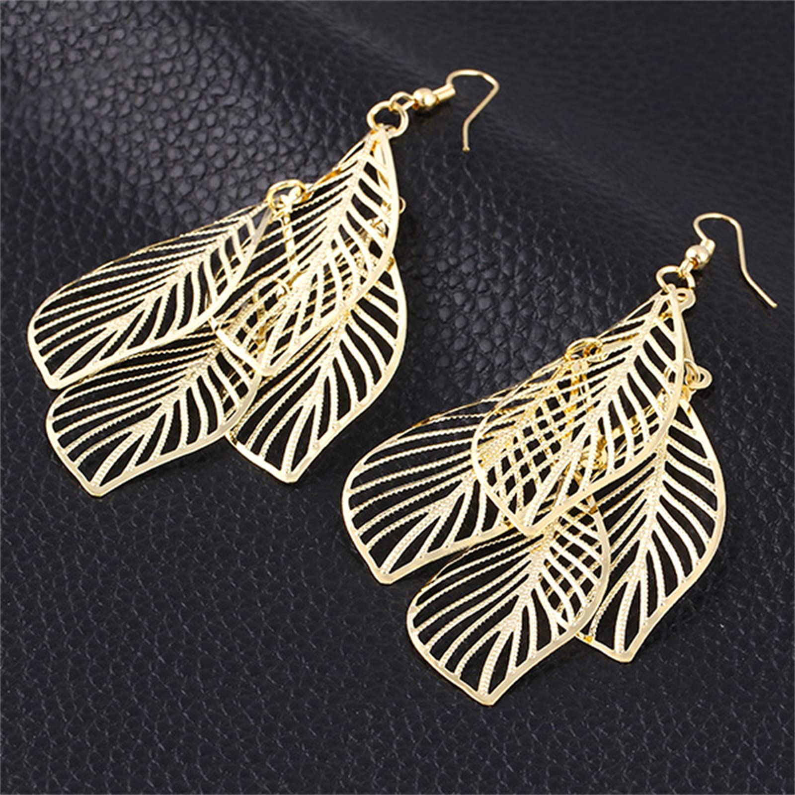 Bohemian Layered Filigree Leaf Earrings for Women - Handmade Silver & Gold Plated Lightweight Chandelier Dangle Earrings - Perfect for Festivals, Weddings & Boho Fashion