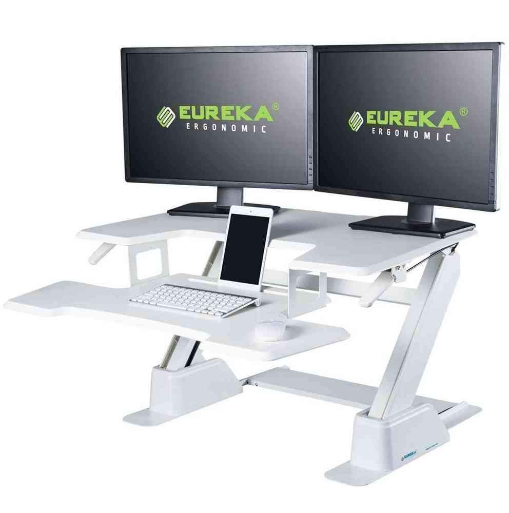 Eureka Ergonomic 36 Inch Adjustable Height Computer Desk - White Ergonomic Workstation for Home Office, Gaming & Study - Sit Stand Desk with Smooth Height Adjustment