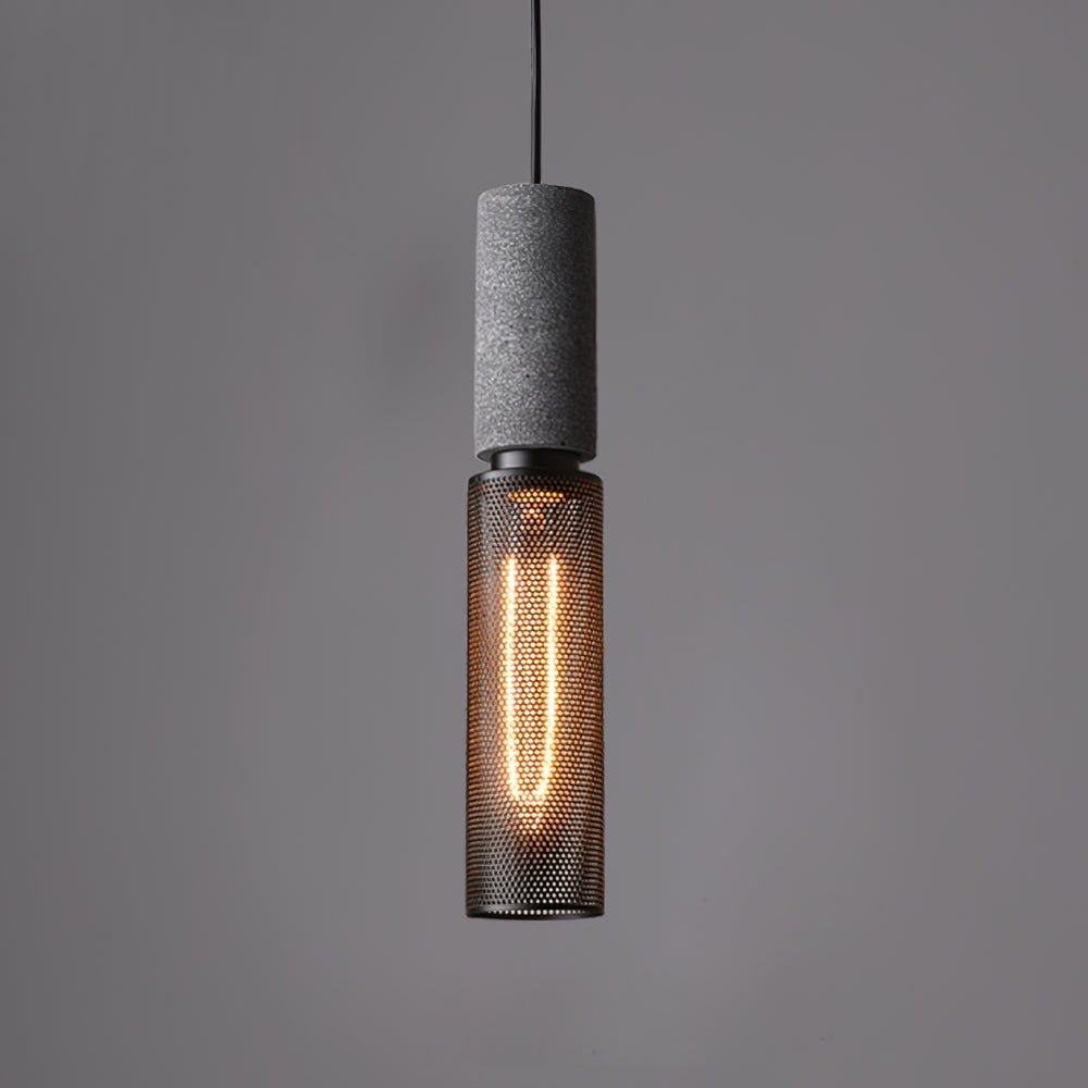 Modern Cement Mesh Pendant Light - Industrial Style Hanging Fixture for Kitchen Island, Dining Room & Bedroom Lighting