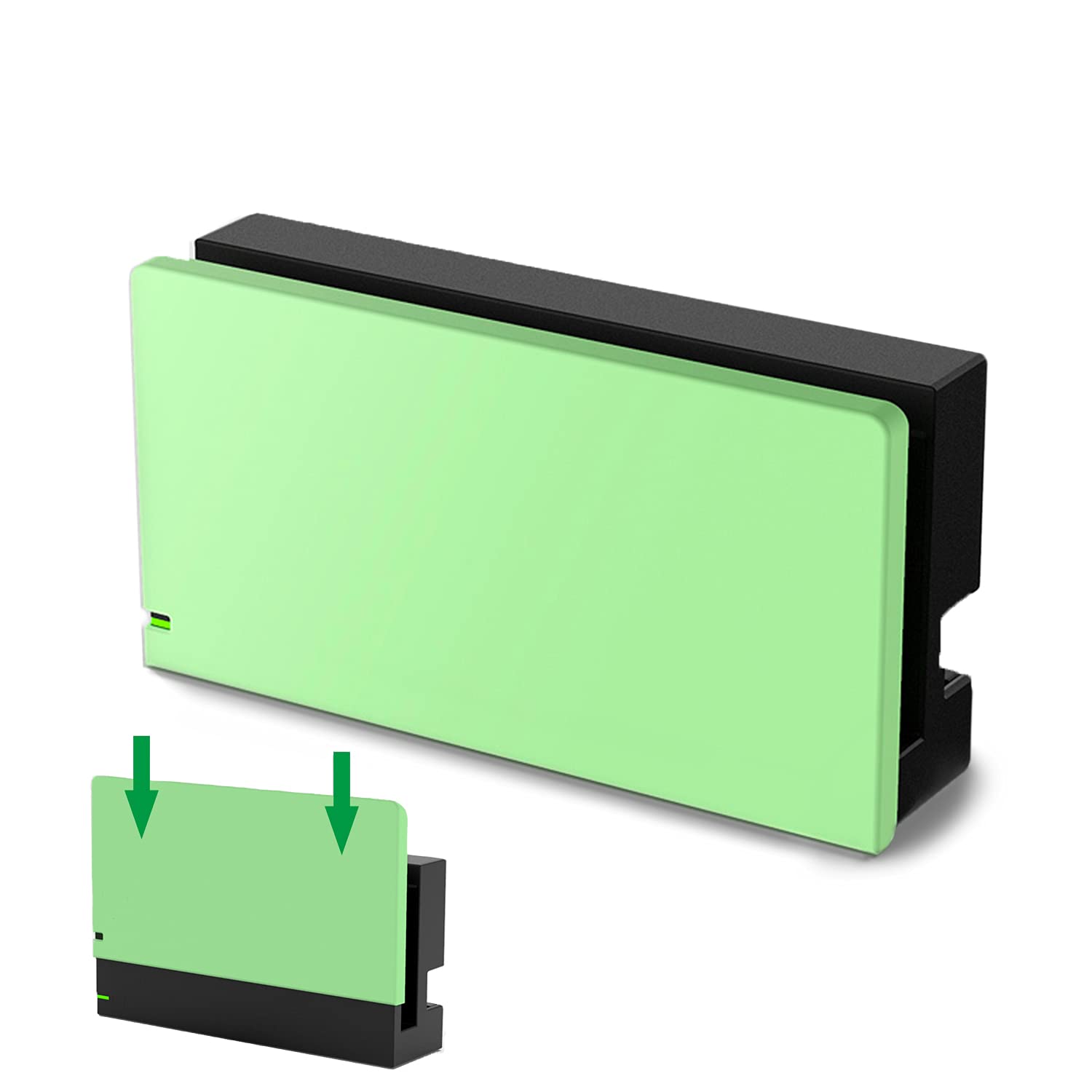 Custom Faceplate Cover for Nintendo Switch Charging Dock - Hard PC Slim Shell Anti-Scratch Protection, No Screwdriver Installation (Green) - Perfect for NS Docking Station Protection & Style Upgrade