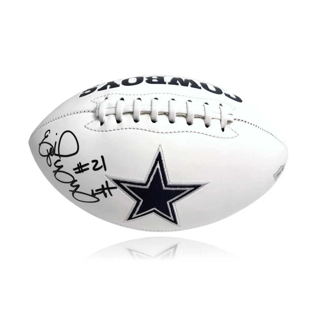 Authentic Ezekiel Elliott Signed Dallas Cowboys White Logo Football with COA - Perfect for NFL Memorabilia Collectors & Dallas Cowboys Fans - Display in Home, Office, or Man Cave