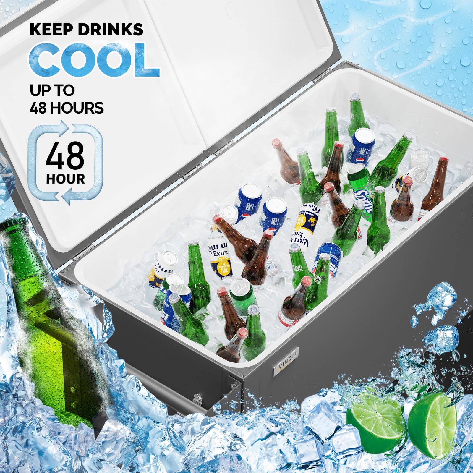 VINGLI 80 Quart Rolling Cooler with Wheels - Heavy Duty Outdoor Ice Chest for Camping, Beach, Tailgating & Parties - Includes Removable Shelf, Bottle Opener & Water Pipe - Perfect for Backyard BBQs, Poolside Drinks & Picnics
