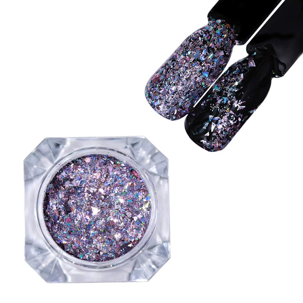 1 Box Purple Rose Laser Nail Glitter Flakes - Shiny 3D Nail Sequins & Glitter Powder for DIY Nail Art (1G) | Perfect for Nail Salon, Home Manicure, Party Nail Designs & Gift Ideas